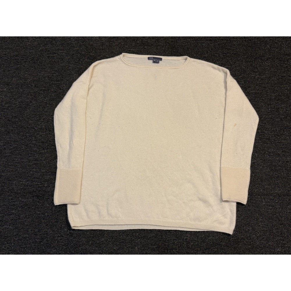 Vince Sweater Womens XS White Wool Cashmere Boat Neck Pullover Knit Long Sleeve